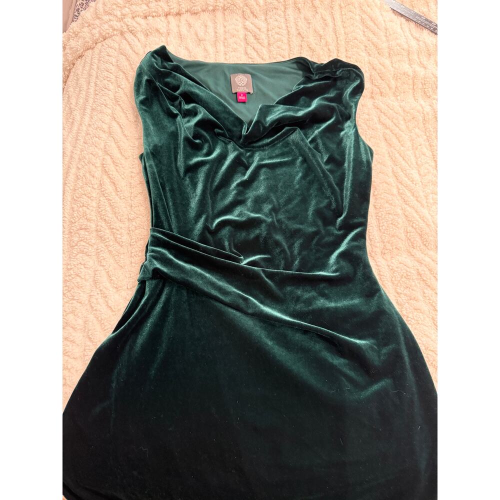 Vince Camuto Velvet Cowl Neck Bodycon Mini Dress sz 8 Old Hollywood Glam Green - Picture 7 of 8